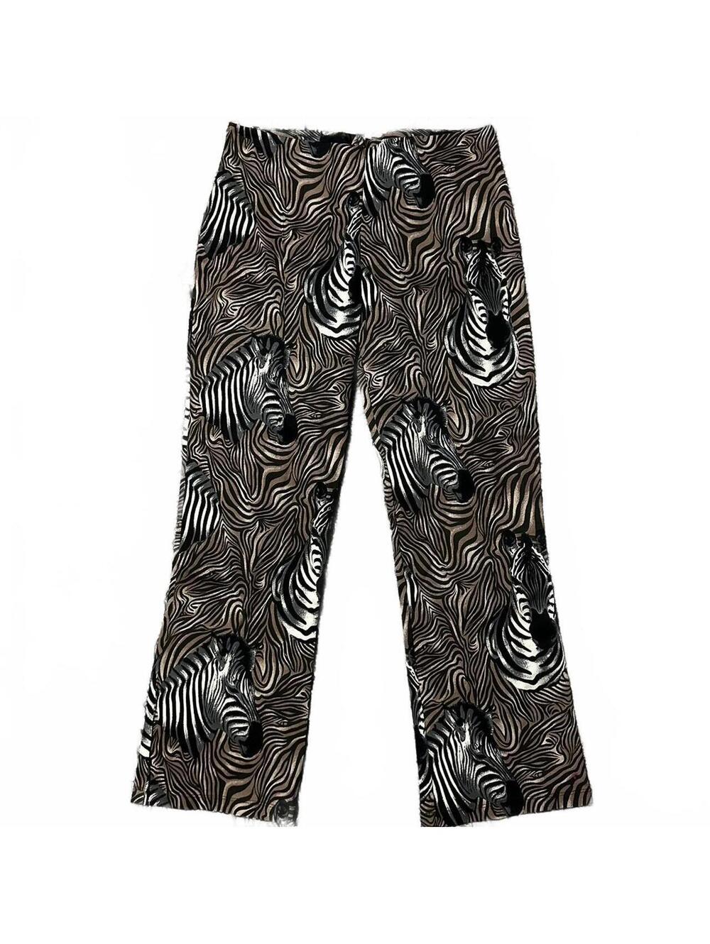 Y2K Joyce Leslie Fitted Ankle Length Zebra Animal Print Pants Size L
